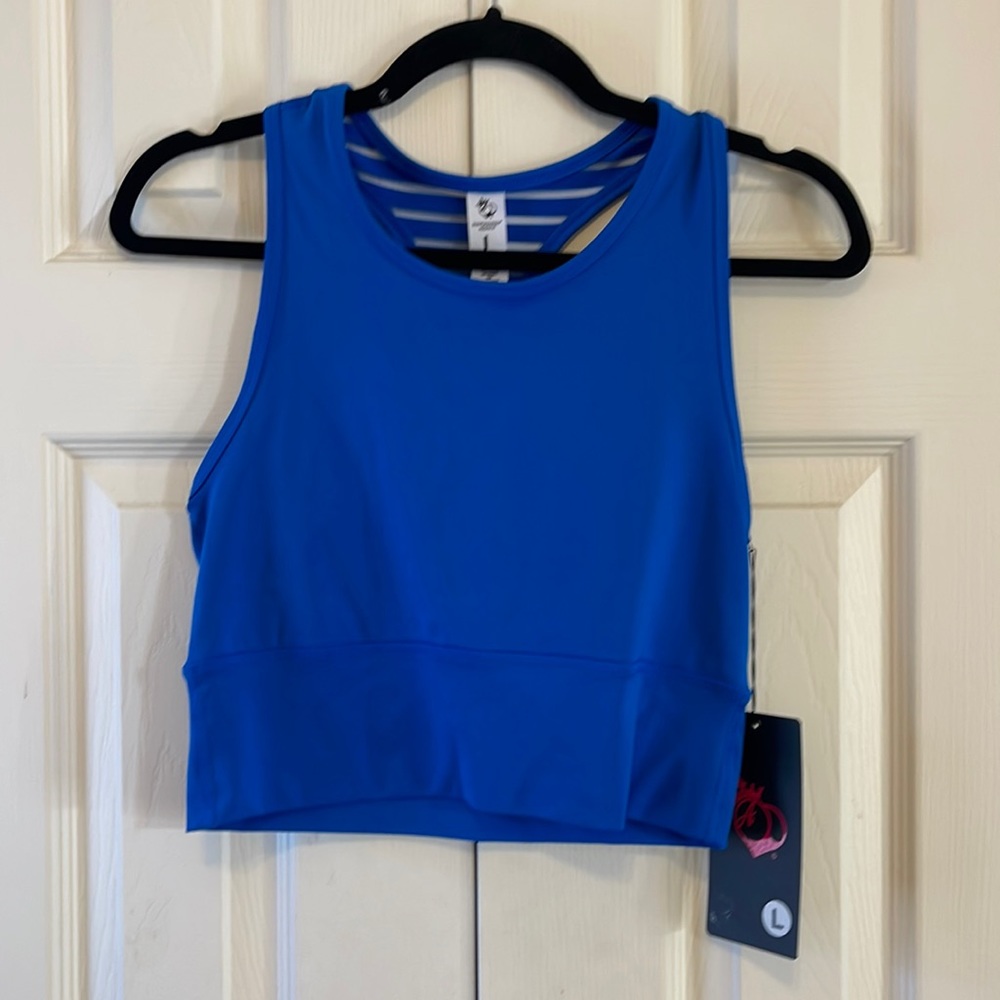 Blue athletic crop